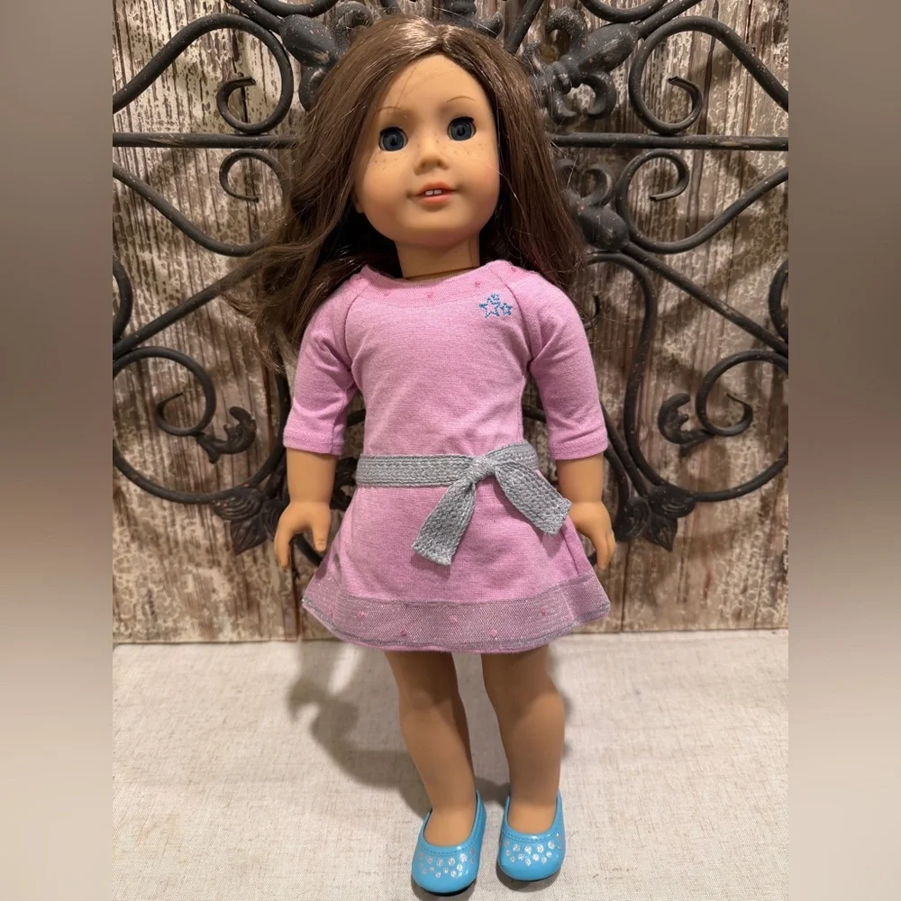 Pink Dress Doll with Gray Belt American girl doll like new retail $170 - Picture 1 of 8